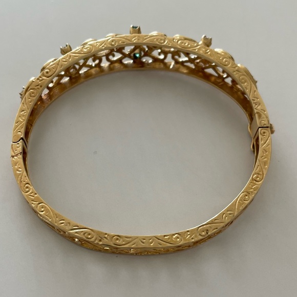 Antique 14 k gold emerald and diamond bracelet - Picture 11 of 16